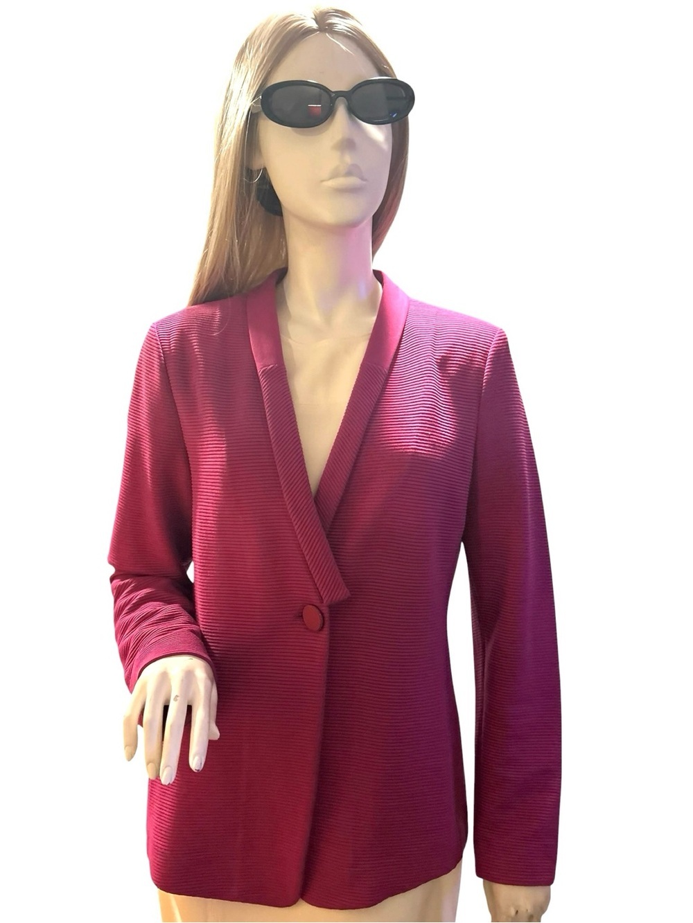 Armani Collezioni Fuchsia Shawl Lapel Blazer One Button Jacket Size 14